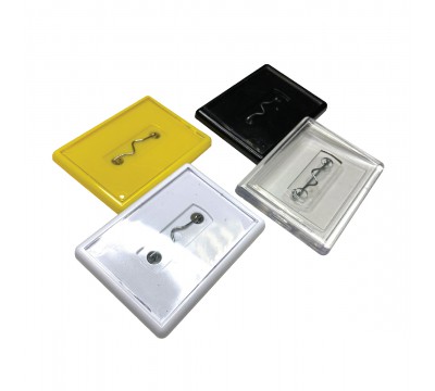 Фото Набор заготовок для пластикового бейджа-значка, 43х57 мм (белый, прозрачный, черный, желтый) упаковка - 20 штук 