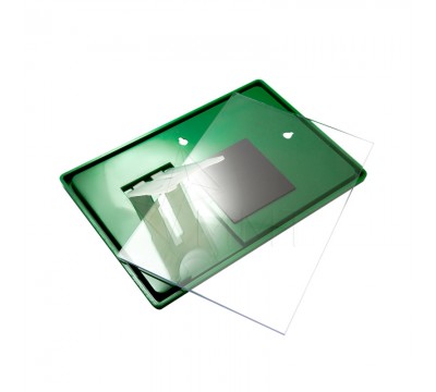 Фото Акриловая фоторамка с магнитом 110х160 на ножке зеленая 