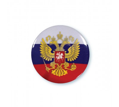 Фото Значок на булавке "Герб России", диаметр 56 мм 
