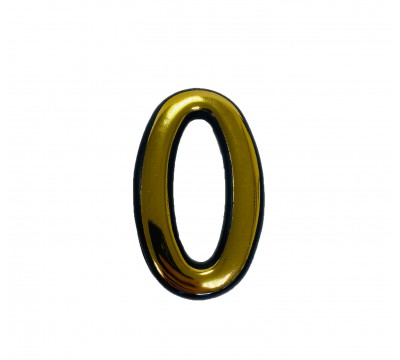 Фото Цифра на дверь "0" самоклеящаяся, пластмассовая 50 мм, золотая 