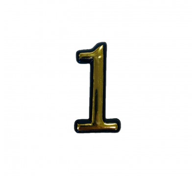 Фото Цифра на дверь "1" самоклеящаяся, пластмассовая 50 мм, золотая 