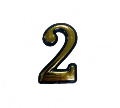 Фото Цифра на дверь "2" самоклеящаяся, пластмассовая 100 мм, золотая 