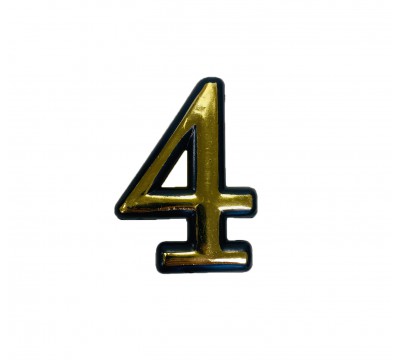 Фото Цифра на дверь "4" самоклеящаяся, пластмассовая 50 мм, золотая 