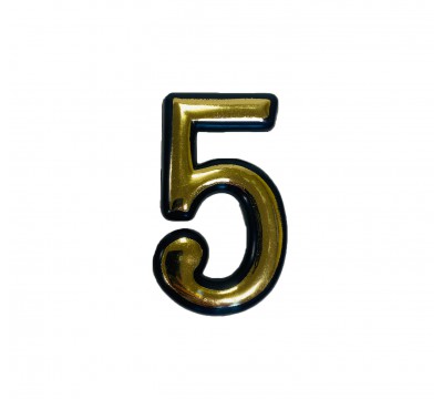 Фото Цифра на дверь "5" самоклеящаяся, пластмассовая 100 мм, золотая 
