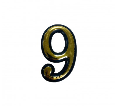 Фото Цифра на дверь "9" самоклеящаяся, пластмассовая 100 мм, золотая 