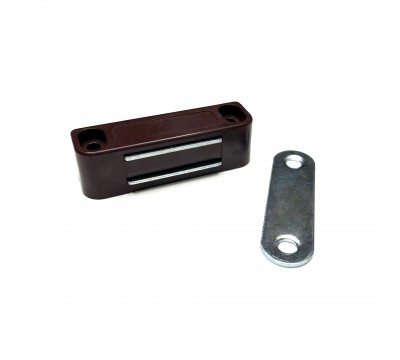 Мебельный усиленный магнит Magtrade 48х14 мм, пластиковый корпус, коричневый цвет №1