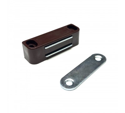 Фото Мебельный усиленный магнит Magtrade 48х14 мм, пластиковый корпус, коричневый цвет 