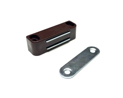 Мебельный усиленный магнит Magtrade 48х14 мм, пластиковый корпус, коричневый цвет