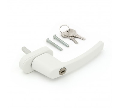Фото Ручка оконная с ключом и замком, штифт 35мм, цвет белый М5*50 