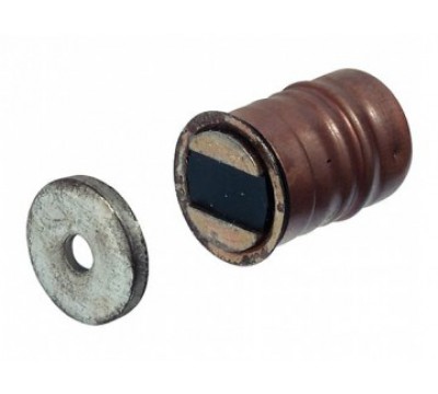 Фото Мебельный магнит 15х9 мм, пластиковый корпус, цвет коричневый 