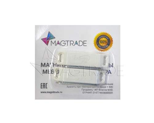 Мебельный магнит Magtrade 60х15 мм, белый, комплект - 2 шт.