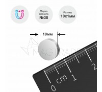 Неодимовый магнит диск 10х1 мм