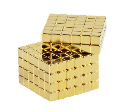 Антистресс игрушка/Неокуб Neocube Куб из магнитных кубиков Тетракуб TetraCube 5 мм"Неокуб", золотой, 216 элементов №1