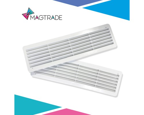 Разъемная переточная вентиляционная решетка Magtrade, 450 х 131 мм, белый АБС пластик